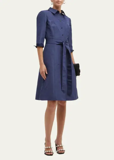 Carolina Herrera Faille 3/4-Sleeve Shirtdress | Thumbnail 2 Carolina Herrera Faille 3/4-Sleeve Shirtdress | Thumbnail 2