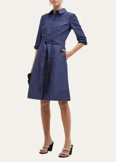 Carolina Herrera Faille 3/4-Sleeve Shirtdress | Thumbnail 4 Carolina Herrera Faille 3/4-Sleeve Shirtdress | Thumbnail 4