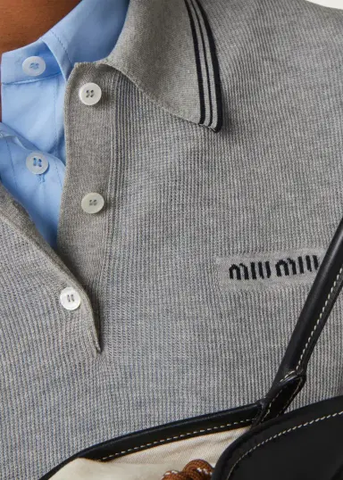 Miu Miu Cropped Polo Top | Thumbnail 4 Miu Miu Cropped Polo Top | Thumbnail 4