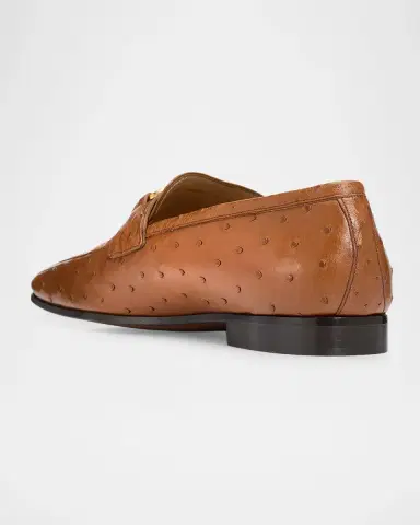 Valentino Garavani Men's VLogo Ostrich Square-Toe Loafers | Thumbnail 4 Valentino Garavani Men's VLogo Ostrich Square-Toe Loafers | Thumbnail 4