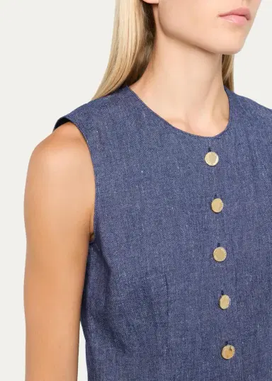 Carolina Herrera Linen-Wool Flannel Single-Breasted Vest | Thumbnail 5 Carolina Herrera Linen-Wool Flannel Single-Breasted Vest | Thumbnail 5