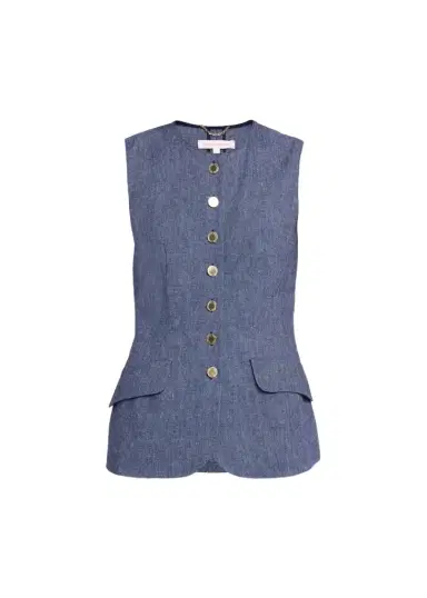 Carolina Herrera Linen-Wool Flannel Single-Breasted Vest | Thumbnail 1 Carolina Herrera Linen-Wool Flannel Single-Breasted Vest | Thumbnail 1