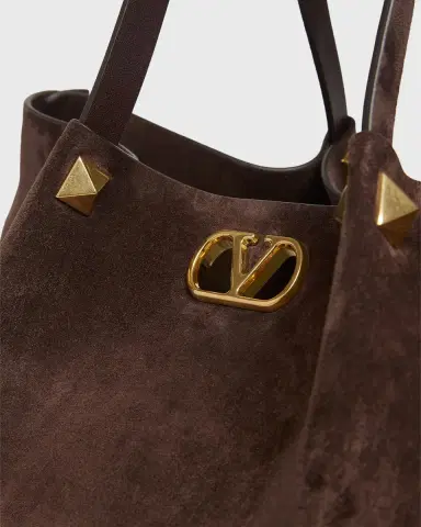 Valentino Garavani Large Rockstud Suede Shopping Tote Bag | Thumbnail 4 Valentino Garavani Large Rockstud Suede Shopping Tote Bag | Thumbnail 4