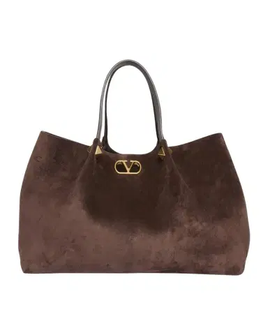 Valentino Garavani Large Rockstud Suede Shopping Tote Bag | Thumbnail 1 Valentino Garavani Large Rockstud Suede Shopping Tote Bag | Thumbnail 1