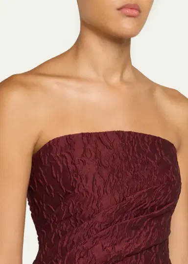 MONIQUE LHUILLIER Strapless Textured Jacquard Draped Train Column Gown | Thumbnail 5 MONIQUE LHUILLIER Strapless Textured Jacquard Draped Train Column Gown | Thumbnail 5