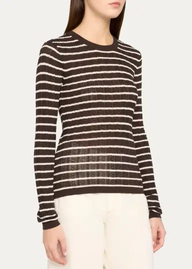 Frame The Pointelle Striped Sweater | Thumbnail 4 Frame The Pointelle Striped Sweater | Thumbnail 4