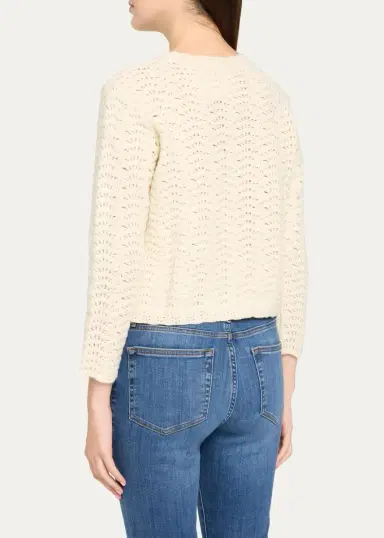 Frame The Chevron Pointelle Knit Cardigan | Thumbnail 3 Frame The Chevron Pointelle Knit Cardigan | Thumbnail 3