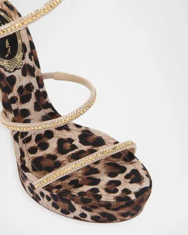 René Caovilla 130mm Leopard Satin Platform Ankle-Wrap Sandals | Thumbnail 4 René Caovilla 130mm Leopard Satin Platform Ankle-Wrap Sandals | Thumbnail 4