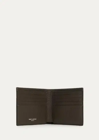 Saint Laurent Men's East-West YSL Bifold Wallet in Grained Leather | Thumbnail 3 Saint Laurent Men's East-West YSL Bifold Wallet in Grained Leather | Thumbnail 3