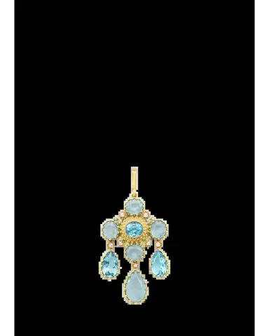 Mellerio 18K Yellow Gold Diamond, Aquamarine and Blue Topaz Pendant | Thumbnail 2 Mellerio 18K Yellow Gold Diamond, Aquamarine and Blue Topaz Pendant | Thumbnail 2