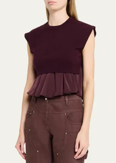 3.1 Phillip Lim Combo Merino Wool-Blend Peplum Top | Thumbnail 4 3.1 Phillip Lim Combo Merino Wool-Blend Peplum Top | Thumbnail 4