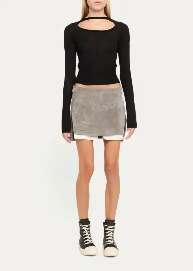 Rick Owens Slashed Cutout Wool Crop Sweater | Thumbnail 2 Rick Owens Slashed Cutout Wool Crop Sweater | Thumbnail 2