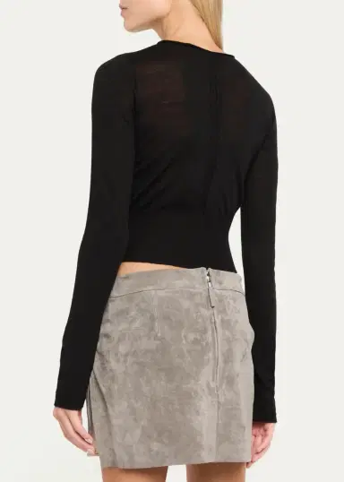 Rick Owens Slashed Cutout Wool Crop Sweater | Thumbnail 3 Rick Owens Slashed Cutout Wool Crop Sweater | Thumbnail 3