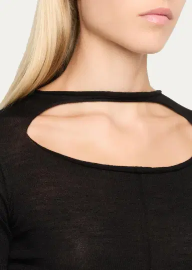 Rick Owens Slashed Cutout Wool Crop Sweater | Thumbnail 5 Rick Owens Slashed Cutout Wool Crop Sweater | Thumbnail 5