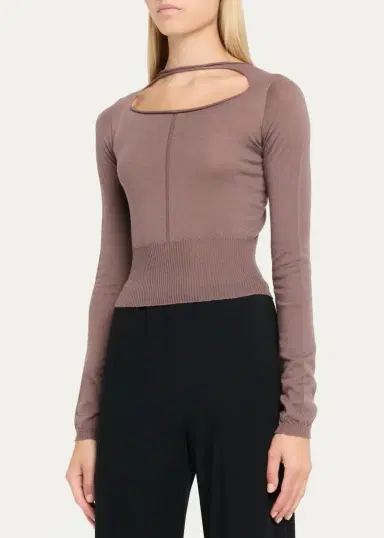 Rick Owens Slashed Cutout Wool Crop Sweater | Thumbnail 9 Rick Owens Slashed Cutout Wool Crop Sweater | Thumbnail 9