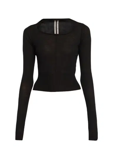 Rick Owens Slashed Cutout Wool Crop Sweater | Thumbnail 1 Rick Owens Slashed Cutout Wool Crop Sweater | Thumbnail 1