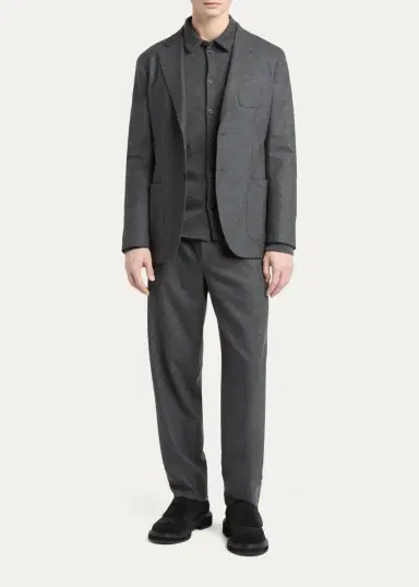 Giorgio Armani Men's Upton Cashmere-Stretch Pleated Drawstring Pants | Thumbnail 2 Giorgio Armani Men's Upton Cashmere-Stretch Pleated Drawstring Pants | Thumbnail 2