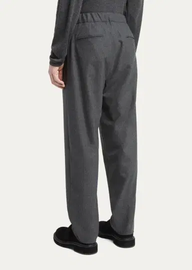 Giorgio Armani Men's Upton Cashmere-Stretch Pleated Drawstring Pants | Thumbnail 3 Giorgio Armani Men's Upton Cashmere-Stretch Pleated Drawstring Pants | Thumbnail 3