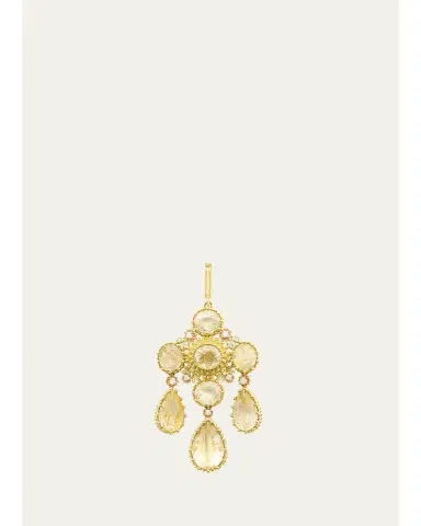 Mellerio 18K Yellow Gold Diamond and Rutilated Quartz Pendant | Thumbnail 1 Mellerio 18K Yellow Gold Diamond and Rutilated Quartz Pendant | Thumbnail 1