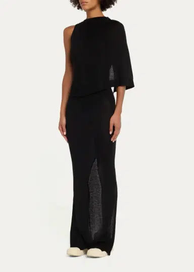 Rick Owens Sleeveless Asymmetric Scarf Wool Knit Maxi Dress | Thumbnail 4 Rick Owens Sleeveless Asymmetric Scarf Wool Knit Maxi Dress | Thumbnail 4