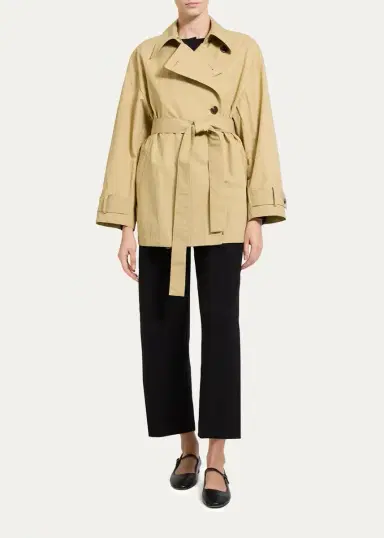 Theory Cropped Double-Breasted Trench Coat | Thumbnail 2 Theory Cropped Double-Breasted Trench Coat | Thumbnail 2