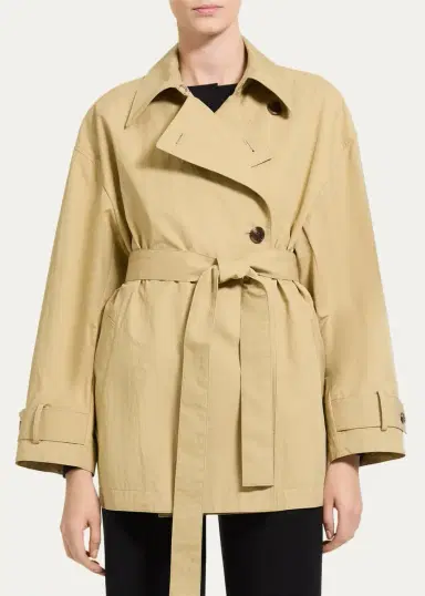 Theory Cropped Double-Breasted Trench Coat | Thumbnail 4 Theory Cropped Double-Breasted Trench Coat | Thumbnail 4