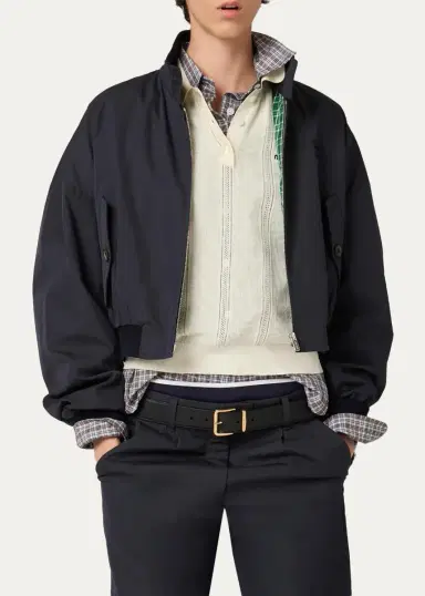 Miu Miu Contrast-Striped Cotton-Blend Polo Shirt | Thumbnail 2 Miu Miu Contrast-Striped Cotton-Blend Polo Shirt | Thumbnail 2