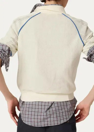 Miu Miu Contrast-Striped Cotton-Blend Polo Shirt | Thumbnail 3 Miu Miu Contrast-Striped Cotton-Blend Polo Shirt | Thumbnail 3