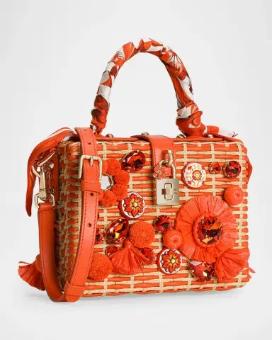 Dolce & Gabbana Maiolica Arancio Embellished Raffia Box Bag | Thumbnail 3 Dolce & Gabbana Maiolica Arancio Embellished Raffia Box Bag | Thumbnail 3
