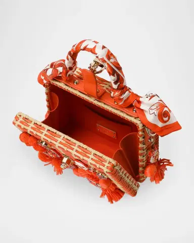 Dolce & Gabbana Maiolica Arancio Embellished Raffia Box Bag | Thumbnail 4 Dolce & Gabbana Maiolica Arancio Embellished Raffia Box Bag | Thumbnail 4