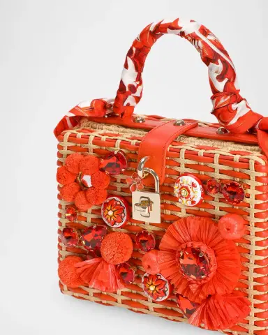 Dolce & Gabbana Maiolica Arancio Embellished Raffia Box Bag | Thumbnail 5 Dolce & Gabbana Maiolica Arancio Embellished Raffia Box Bag | Thumbnail 5
