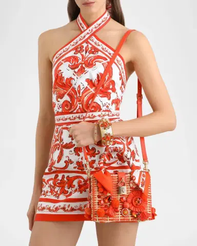 Dolce & Gabbana Maiolica Arancio Embellished Raffia Box Bag | Thumbnail 6 Dolce & Gabbana Maiolica Arancio Embellished Raffia Box Bag | Thumbnail 6