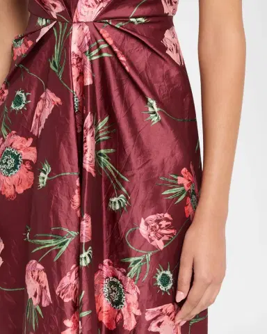 Erdem Floral Crinkled Satin Gathered Sleeveless Midi Dress | Thumbnail 5 Erdem Floral Crinkled Satin Gathered Sleeveless Midi Dress | Thumbnail 5