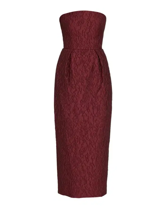 Strapless Textured Jacquard Midi Dress Strapless Textured Jacquard Midi Dress