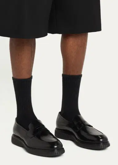 Ferragamo Men's Leather Rubber-Sole Penny Loafers | Thumbnail 2 Ferragamo Men's Leather Rubber-Sole Penny Loafers | Thumbnail 2
