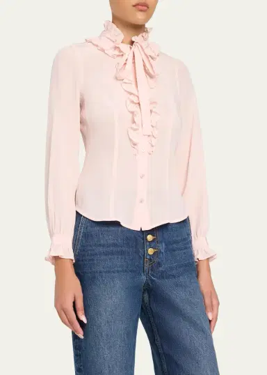 Ulla Johnson Catroux Silk Button-Front Blouse | Thumbnail 4 Ulla Johnson Catroux Silk Button-Front Blouse | Thumbnail 4