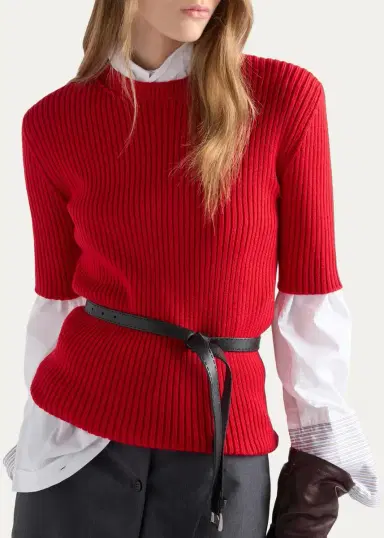 Prada Ribbed Wool Sweater | Thumbnail 4 Prada Ribbed Wool Sweater | Thumbnail 4