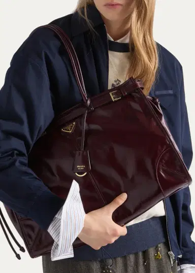 Prada Bonnie Glossy Leather Tote Bag | Thumbnail 2 Prada Bonnie Glossy Leather Tote Bag | Thumbnail 2