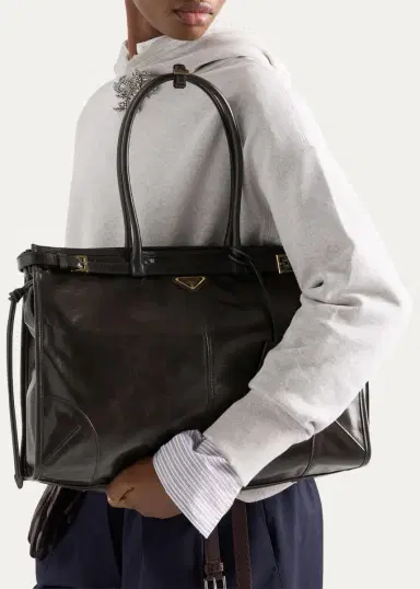 Prada Bonnie Glossy Leather Tote Bag | Thumbnail 9 Prada Bonnie Glossy Leather Tote Bag | Thumbnail 9