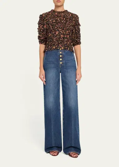 Ulla Johnson Mabel Short-Sleeve Silk Top | Thumbnail 2 Ulla Johnson Mabel Short-Sleeve Silk Top | Thumbnail 2