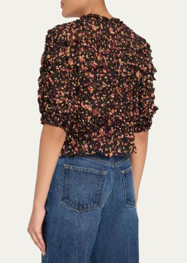 Ulla Johnson Mabel Short-Sleeve Silk Top | Thumbnail 3 Ulla Johnson Mabel Short-Sleeve Silk Top | Thumbnail 3