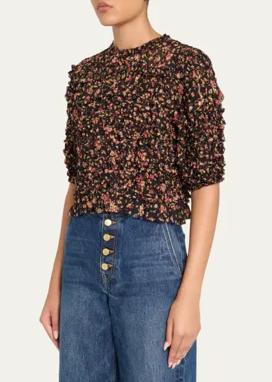 Ulla Johnson Mabel Short-Sleeve Silk Top | Thumbnail 4 Ulla Johnson Mabel Short-Sleeve Silk Top | Thumbnail 4