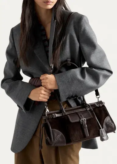 Prada Bonnie Leather-Trim Corduroy Shoulder Bag | Thumbnail 5 Prada Bonnie Leather-Trim Corduroy Shoulder Bag | Thumbnail 5
