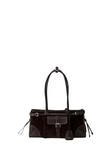 Prada Bonnie Leather-Trim Corduroy Shoulder Bag | Thumbnail 1 Prada Bonnie Leather-Trim Corduroy Shoulder Bag | Thumbnail 1