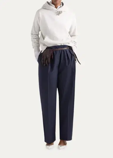 Prada Pleated Mohair-Wool Pants | Thumbnail 2 Prada Pleated Mohair-Wool Pants | Thumbnail 2