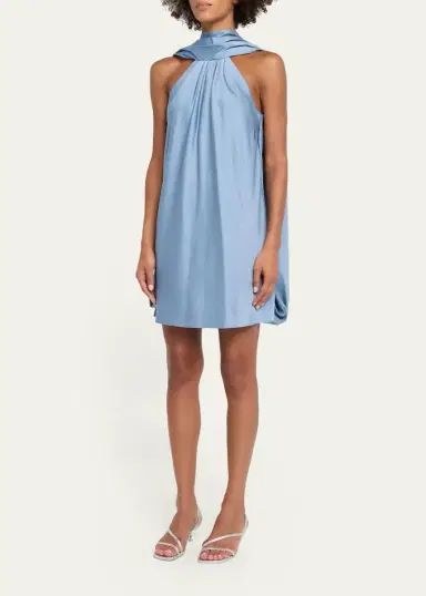 Simkhai Satin Mock Turtleneck Sleeveless Mini Dress | Thumbnail 4 Simkhai Satin Mock Turtleneck Sleeveless Mini Dress | Thumbnail 4