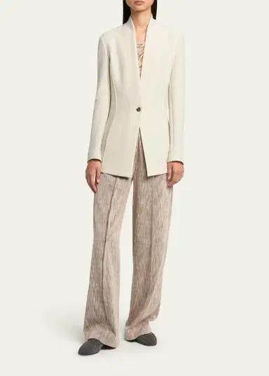 Giorgio Armani Single-Breasted Tweed Blazer Jacket | Thumbnail 2 Giorgio Armani Single-Breasted Tweed Blazer Jacket | Thumbnail 2