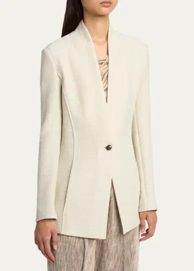 Giorgio Armani Single-Breasted Tweed Blazer Jacket | Thumbnail 4 Giorgio Armani Single-Breasted Tweed Blazer Jacket | Thumbnail 4