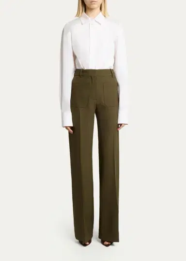 Victoria Beckham Alina Patch Pocket Wide-Leg Trousers | Thumbnail 2 Victoria Beckham Alina Patch Pocket Wide-Leg Trousers | Thumbnail 2