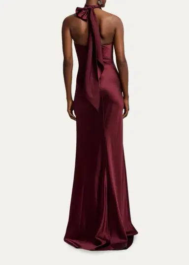 Ralph Lauren Collection Chilton Satin Halter Evening Dress | Thumbnail 3 Ralph Lauren Collection Chilton Satin Halter Evening Dress | Thumbnail 3
